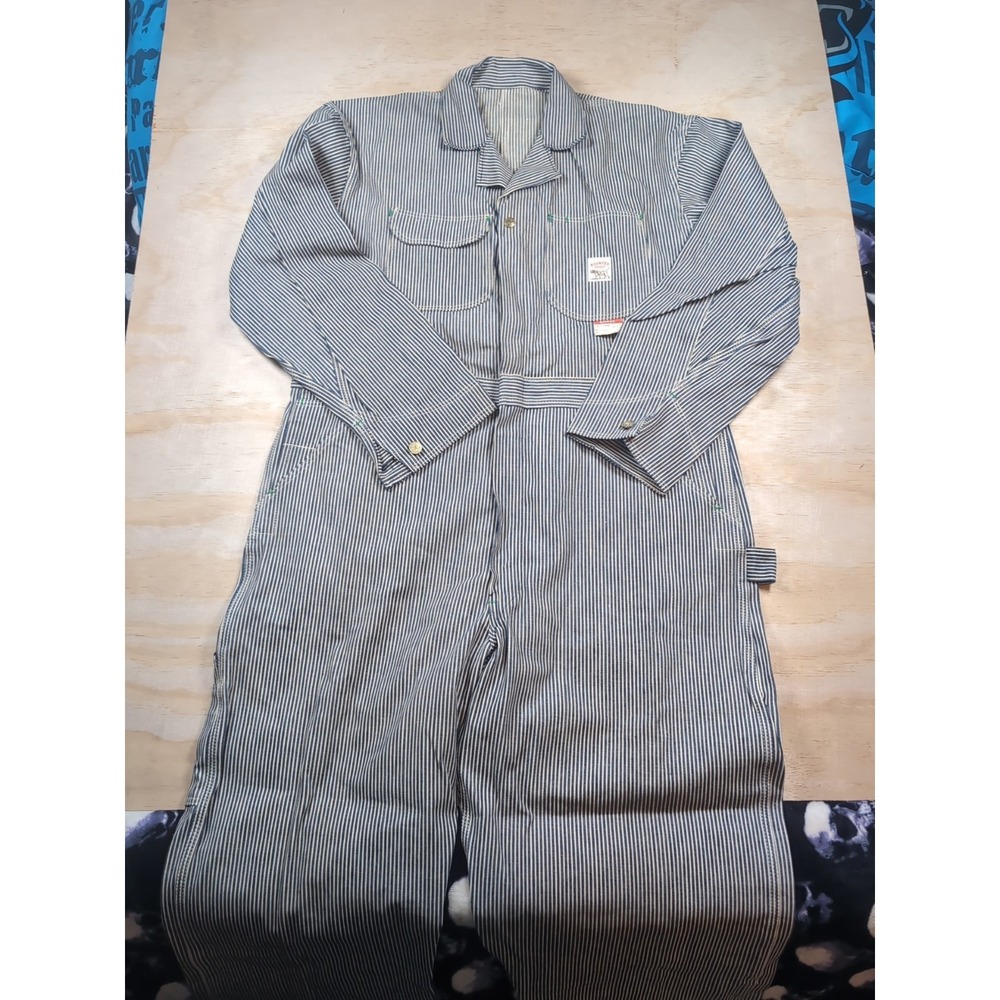 Vintage NWT 46x32 Pointer Brand Train Crewman Coveralls Hickory Stripe RARE